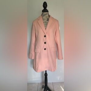 Allegra K Women's City Car Coat Single-Breasted Mid-Thigh Pink Size Large New